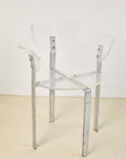 Set of x4 Lucite and Chrome 1980s Postmodern Dining Chairs