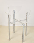 Single Lucite and Chrome 1980s Postmodern Dining Chair