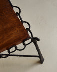 Brutalist Chain Iron and Oak Top Coffee Table