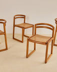 Italian 1970s Curved Back Cane Dining Chairs