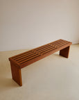 Modernist Wooden Slatted Bench In Style of Charlotte Perriand