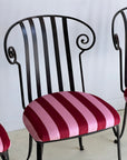Set of x4 Iron Chairs With Colours of Arley Stripe Seats