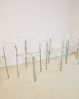 Set of x4 Lucite and Chrome 1980s Postmodern Dining Chairs