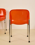 Set of x4 Orange Plastic Chairs