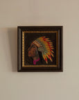 Antique Native American Chief Embroidered Portrait