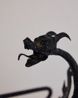 Antique Pair of Forged in Fire Wrought Iron Dragon Andirons / Fireplace Firedogs