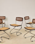 Chrome and Rattan Dining Chairs