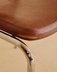 Set of 4 Bauhaus Chrome Tubular Steel and Brown Faux Leather Chairs, 80s Italy