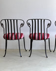 Set of x4 Iron Chairs With Colours of Arley Stripe Seats