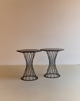 Pair of Granite and Metal Side Tables