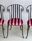 Set of x4 Iron Chairs With Colours of Arley Stripe Seats