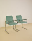 Chrome and Aqua Velvet Desk Chair (Sold Individually)