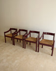 Set of x4 Carimate Carver Chairs in Burgundy
