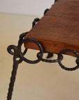 Brutalist Chain Iron and Oak Top Coffee Table
