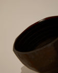 Vintage Japanese Hand Carved Zelkova Wood Pedestal Bowl