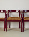 Set of x8 Burgundy Carimate Chairs by Vico Magistretti