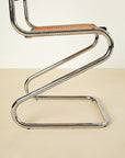 Mid Century Italian Chrome and Rattan Dining Chairs Set of X6