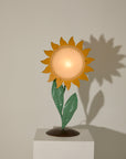 Vintage 1970s Italian Hand-Painted Metal Sunflower Table Lamp