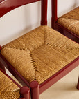 Set of x6 Oxblood Carimate Side Chairs by Vico Magistretti