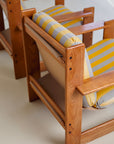 Pair of Italian Lounge Chairs With Stripe Cushions