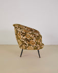 Italian Velvet Floral Armchair and Pouffe