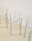 Set of x4 Lucite and Chrome 1980s Postmodern Dining Chairs