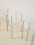 Single Lucite and Chrome 1980s Postmodern Dining Chair