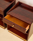 Rosewood and Brass Bedside Tables