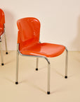 Set of x4 Orange Plastic Chairs
