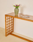 1970s Pine Lattice Console Table