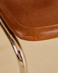 Set of 4 Bauhaus Chrome Tubular Steel and Brown Faux Leather Chairs, 80s Italy