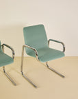 Chrome and Aqua Velvet Desk Chair (Sold Individually)