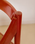 Set of x4 Original Red Stain Carimate Carver Chairs by Vico Magistretti