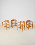 Set of 4 Rainer Daumiller Dining Chairs in Pine and Papercord, 1970s