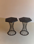Pair of Granite and Metal Side Tables