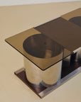 Chrome and Glass Coffee Table Forming Bar by Lodovico Acerbis