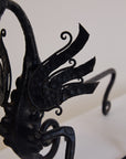 Antique Pair of Forged in Fire Wrought Iron Dragon Andirons / Fireplace Firedogs
