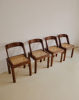 Cane and Curve Back Dining Chairs from RB Rossana 1960s, Set of 4