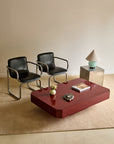 Vintage French Red Lacquered Floating Coffee Table with Canted Corners (c. 1970s)