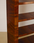 Italian Burl Wood Bookcase With Chrome Feet