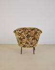 Italian Velvet Floral Armchair and Pouffe