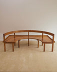 Italian Mid-Century Wooden Corner Banquette & Bistro Dining Set