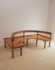 Italian Mid-Century Wooden Corner Banquette & Bistro Dining Set