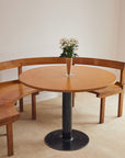Italian Mid-Century Wooden Corner Banquette & Bistro Dining Set