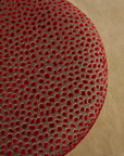 Red Speckled Velvet Ottoman