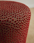 Red Speckled Velvet Ottoman