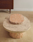 Sculptural Two-Tier Faux Travertine Coffee Table