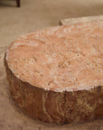 Sculptural Two-Tier Faux Travertine Coffee Table