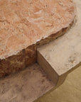 Sculptural Two-Tier Faux Travertine Coffee Table