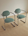 Aqua Velvet Postmodern Cantilever Armchairs (Sold Individually)